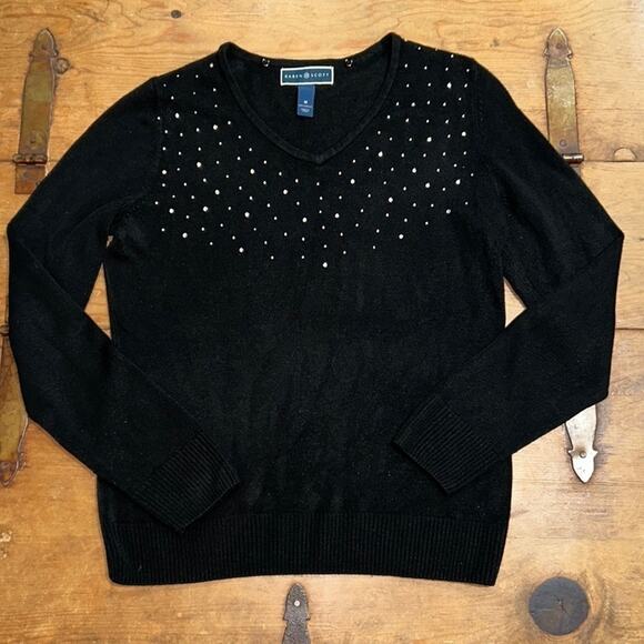 Woman’s Karen Scott Black sweater with crystal detail medium - Picture 1 of 6